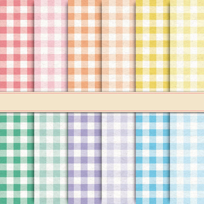 Whaline 24pcs Spring Pastel Plaid Pattern Paper 12 Designs Gingham Double-Sided Scrapbook Paper for DIY Crafts Scrapbook Photo Album Decor, 11.8 x 11.8 Inch