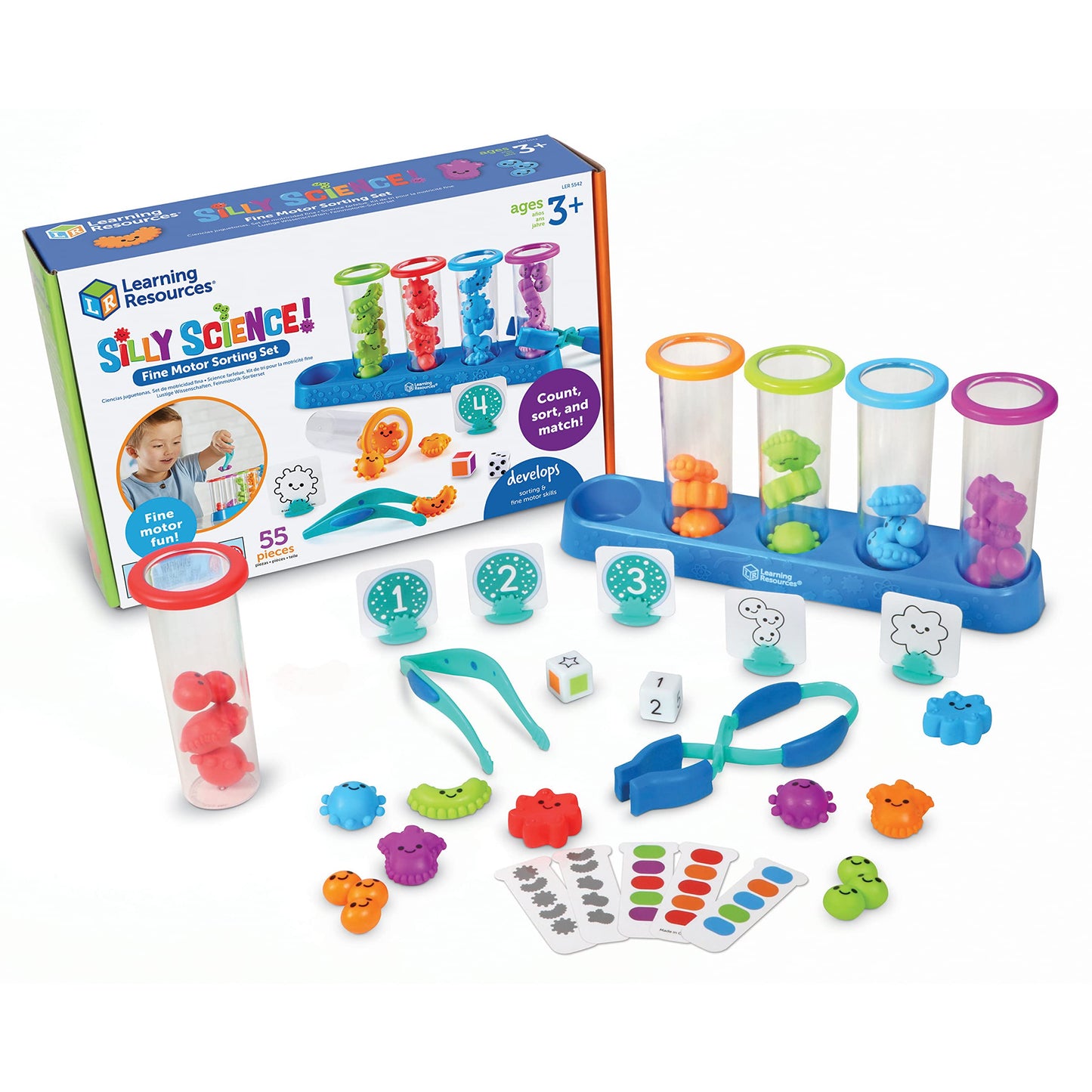 Learning Resources Silly Science Fine Motor Sorting Set - 55 Pieces, Age 3+ Educational Toy, Preschool Fine Motor Skills, PreK Manipulatives