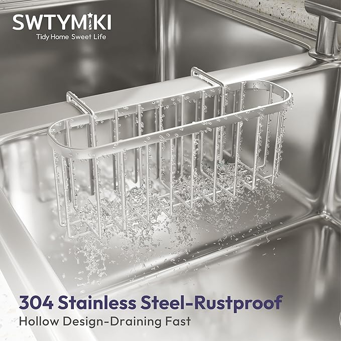 SWTYMIKI Sponge Holder for Kitchen Sink, Movable Kitchen Sink Caddy