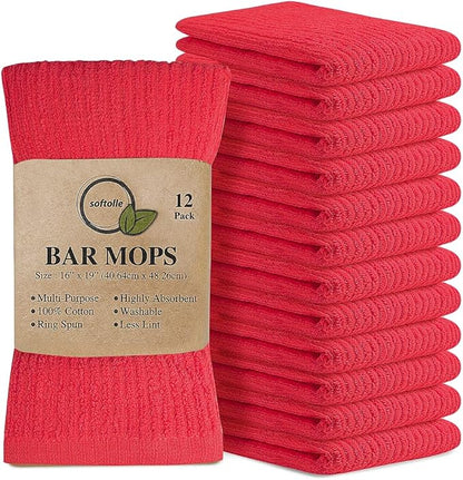 Softolle Bar Mop Towels, 16x19 Inches, 100% Cotton, Kitchen and Bar Cleaning
