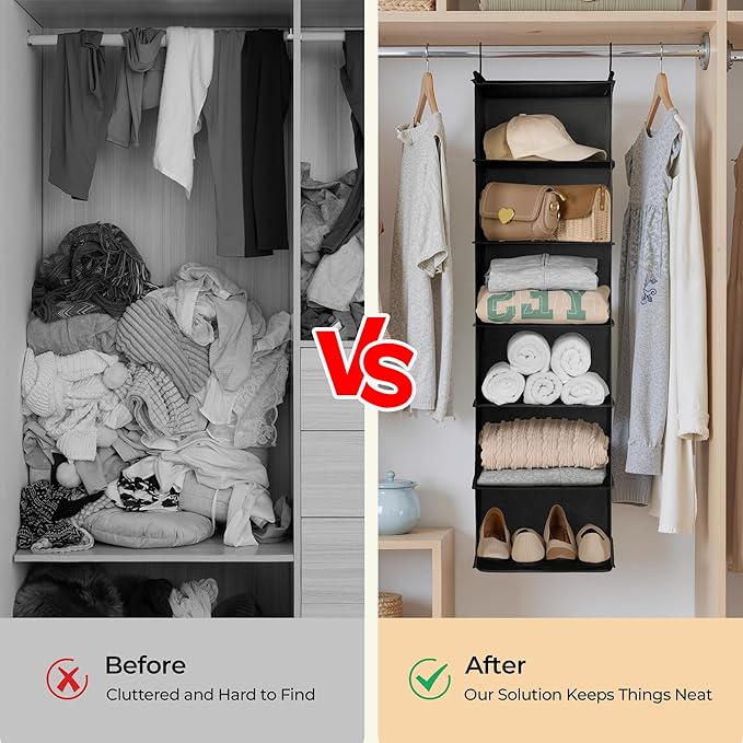 GRANNY SAYS 6 Shelf Hanging Closet Organizers and Storage, Collapsible Closet
