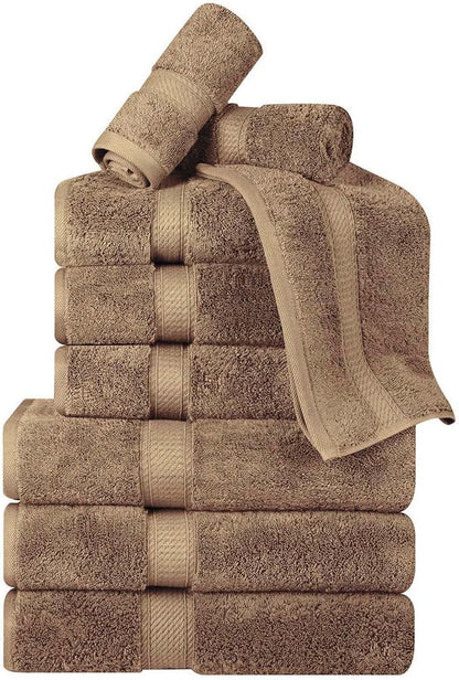 Superior Egyptian Cotton Pile 9 Piece Towel Set, Includes 3 Bath, 3 Hand