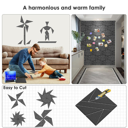 8 Pack Self-Adhesive Soundproof Wall Panels, 12 x 12 x 0.47 in Sound Proof Foam Panels for Walls, 1.2lb/ft³ High Density, Thicker 0.47in, Acoustic Panel, Peel and Stick Wall Panel Studio Black