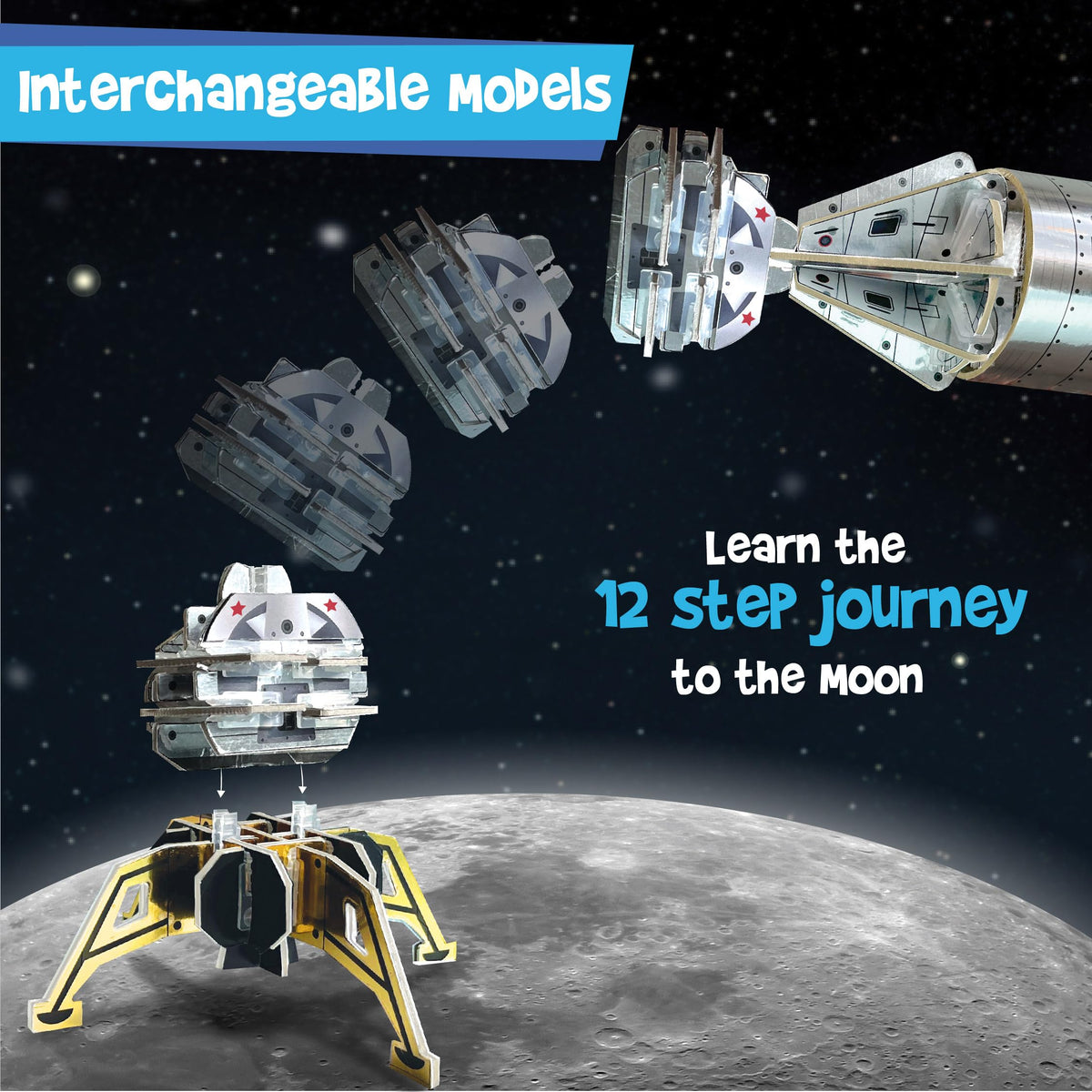 Imagimake Mapology Man's Journey to Moon | NASA Mission Apollo 11 | Rocket & Satellite Model Making Set | Space Toys for ages 8-13 | Educational Science Kits for Kids Age 8-12 | Gifts for Boys & Girls