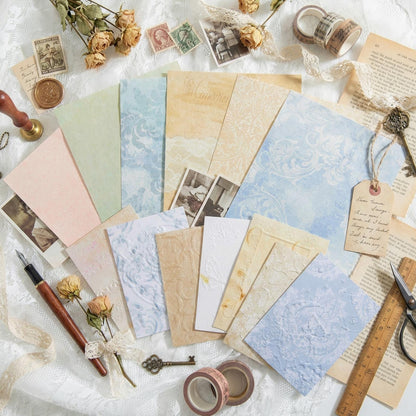 Humyoun 150 Sheets Textured Scrapbook Paper with 6 Styles, 2 Size Decoupage Scrapbooking Supplies Rice Paper for Craft Junk Journal Supplies, Card Making, Collage Kit
