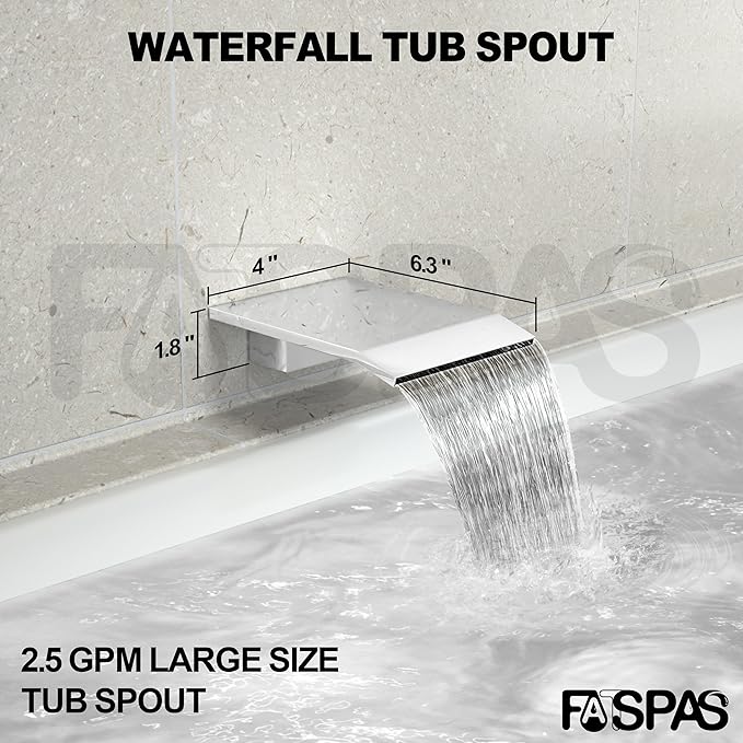 Polished Chrome Shower System with 12-Inch Rain Showerhead and Tub Spout | cUPC-certified pressure balance brass valve to prevent scalding, CEC-certified air injection technology for low pressure