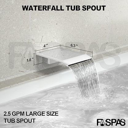 Polished Chrome Shower System with 12-Inch Rain Showerhead and Tub Spout | cUPC-certified pressure balance brass valve to prevent scalding, CEC-certified air injection technology for low pressure