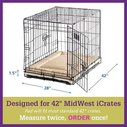 Pet Dreams Dog Crate Pad - Washable Kennel Mat, Crate Pads for Dog Cages, Non-Toxic, Flat Indoor Cat Bed, Fits iCrate 18, 24, 30, 36, 42, 48 Inches (Denim, X Large, 42")