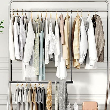 STORAGE MANIAC Hanging Closet Rod, Adjustable Width and Height Closet Hanging