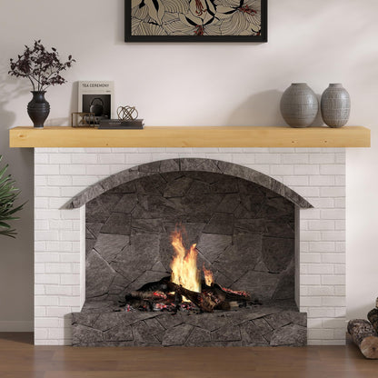 Fireplace Mantel 60inch, Solid Wood Mantel Shelf Handcrafted Rustic, Handcrafted Wood Fireplace Mantels Floating Mantle Shelves Decor for Wall, Bedroom, TV, Books, Livingroom 60 X 8 X 3 - Natural