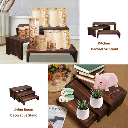 Infankey 3-Tier Wooden Cupcake Stand & Display Risers, for Food Desserts & More, Sturdy & Reusable