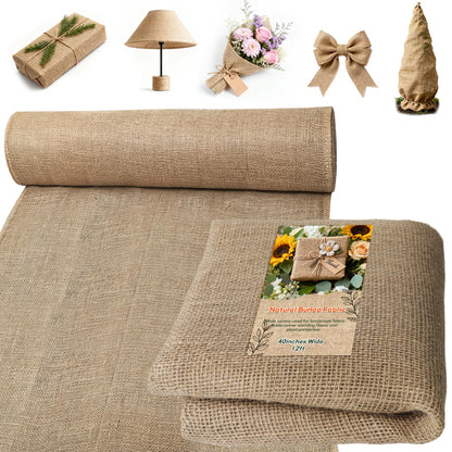 Czoynife Burlap Fabrics Roll Natural Jute Burlap Garden Tree Wrap Outdoor Weed Barrier DIY Fall Halloween Craft Winter Frost Plant Landscape Blankets Cloth for Plant Gardening Shrubs (40in*12ft)