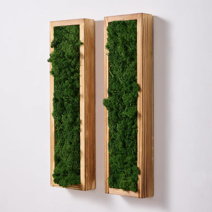 Mokof 2 Pack Moss Wall Art | 17.3-inch Vertical Wood Frame | Forest Green