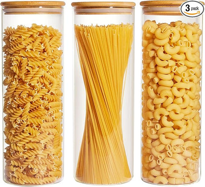 Vtopmart 70oz Glass Food Storage Jars, 3 Pack Large Kitchen Containers