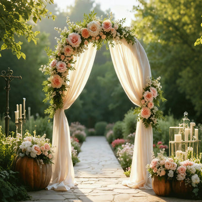 HeyMate 6.98FT Wood Arch, Wooden Wedding Arches for Ceremony, Wooden Arch Backdrop Stand for Proposal Wedding Party Scene, Birthday Party, Bridal Shower, Garden, Outdoor, Rustic Decorations