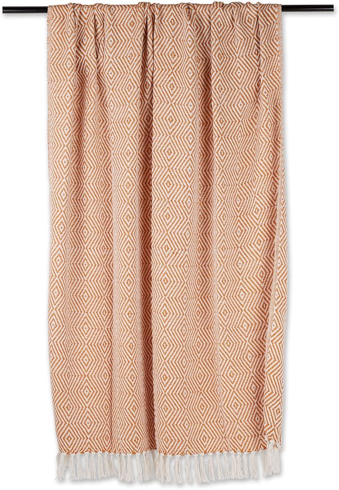 DII Diamond Throw Collection Woven Cotton, 50x60, Pumpkin Spice