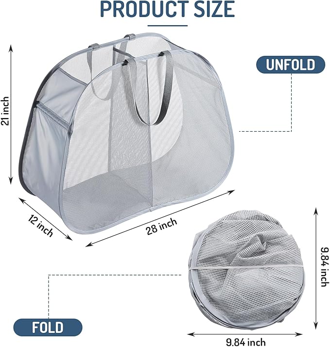 Seiritex Mesh Popup Laundry Hamper 2 Compartment, Collapsible Laundry Sorter