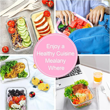 VERONES 10Pack Glass Meal Prep Containers, Airtight Glass Lunch Containers
