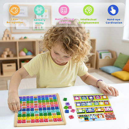 GAKICO Montessori Wooden Math Hundred Board: 1-100 Number Counting Board Game with Magnetic Number Tiles & 6 Pack Activity Cards, Preschool Learning Activities Math Games for Kids