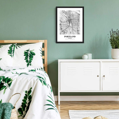 Eleville 11X14 Unframed Portland Oregon City View Abstract Road Modern Map Art Print Poster Wall Office Home Decor Minimalist Line Art Hometown Housewarming wgn453