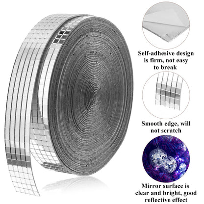10000 Pcs Disco Ball Mirror Tiles Self Adhesive 5 x 5 mm Small Square Mirror Mosaic Tiles Disco Ball Tapes Stickers for Crafts DIY Party Decoration
