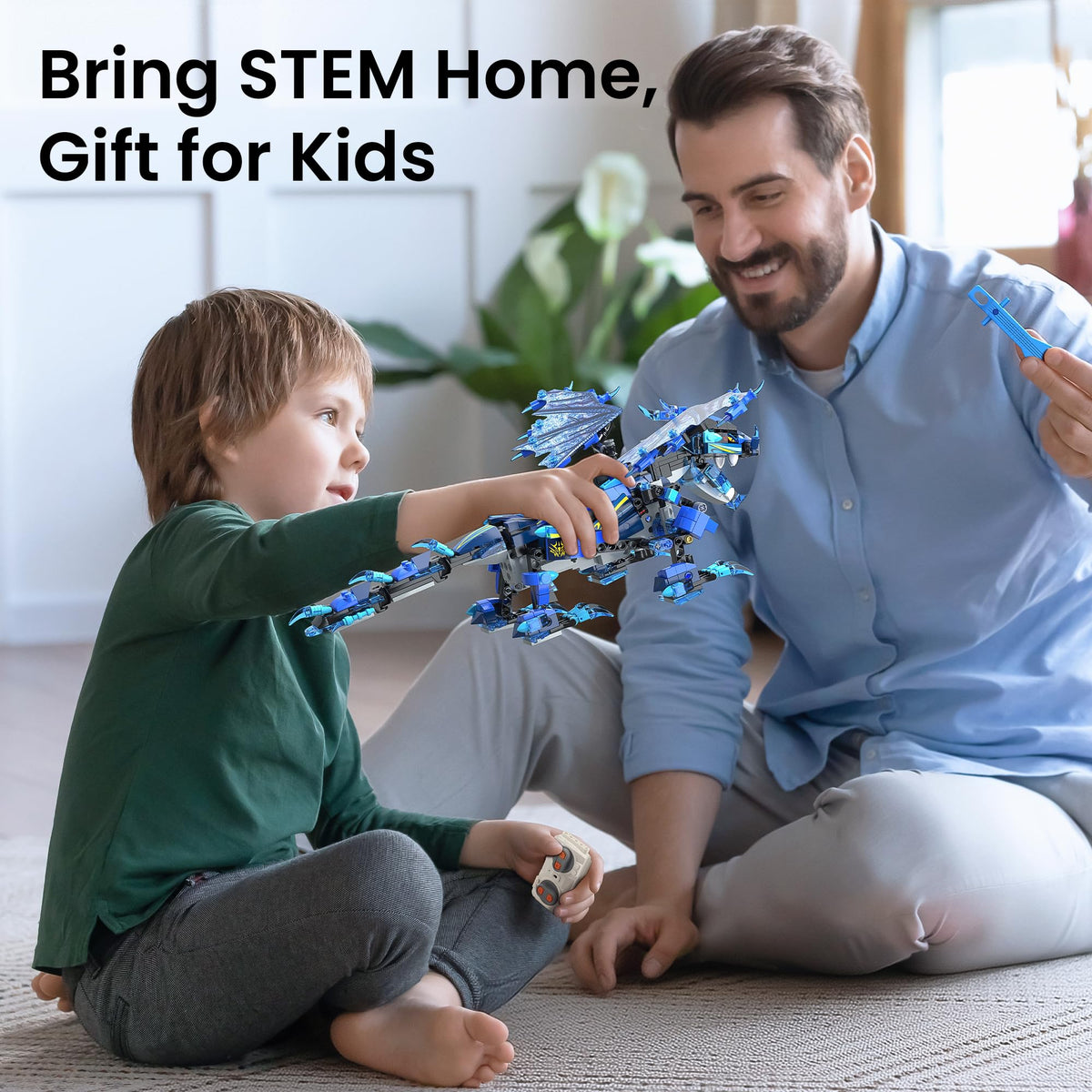 Sillbird Dragon Building Kit with Remote Control STEM Gifts for Kids Boys Ages 8-12, Technic Buildable 3in1 Models Coding Toys for Birthday with 590 Pieces