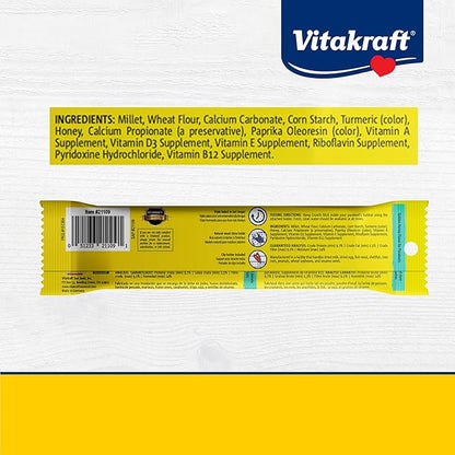 Vitakraft Crunch Sticks Parakeet Treats Golden Honey Flavor – Triple-Baked Snack with Vitamins A D3 E Riboflavin and B12 – Natural Wood Chew Center and Cage Clip Holder – Engaging 2 Stick Pack