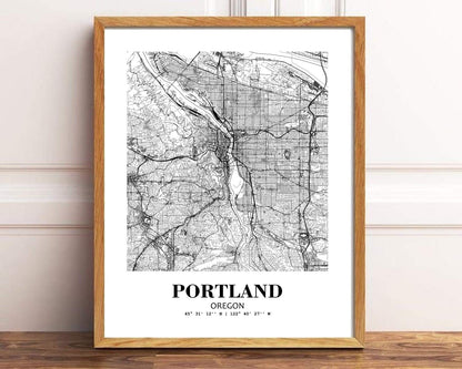 Eleville 11X14 Unframed Portland Oregon City View Abstract Road Modern Map Art Print Poster Wall Office Home Decor Minimalist Line Art Hometown Housewarming wgn453