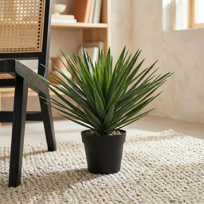 Triferal 22 Inches Artificial Agave Plant for Indoor & Outdoor - Large Fake Agave Plant in Black Pot with Real Stone Pebbles, Modern Home Office Decor, 105 Leaves