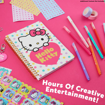 Hello Kitty Sanrio DIY Journal Kit for Girls Tweens, A5 Spiral Notebook with Stickers, Stationery Set, Cute Art & Crafts Supplies, Diary Set, Kawaii Anime Gifts for Girls (Pink Hello Kitty)