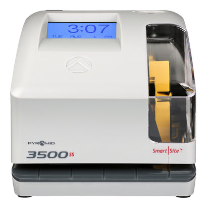Pyramid Time Systems 3500ss Employment Time Clock & Document Stamp, Unlimited Employees, 5-1/2"H x 6-1/2"W x 6-1/2"D, Gr