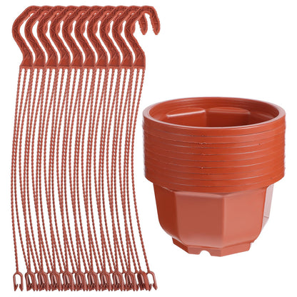 DOITOOL 10Pcs Plastic Hanging Planters, 6.29" Hanging Flower Pots Plant Basket Planter for Outdoor Indoor Plants Garden Balcony Decoration
