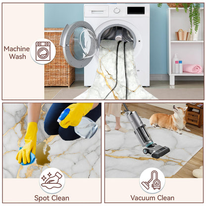 Marble White Gold Washable Area Rugs 5x7,Modern Abstract Area Rug for Living Room Bedroom,Indoor Non-Slip Large Throw Carpet for Kitchen Entryway Bathroom Office