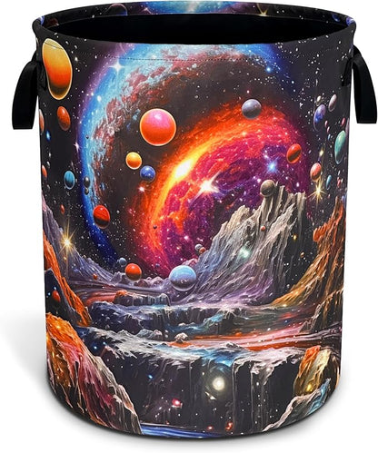 Dream Galaxy Mountains Laundry Basket Funny Oxford Cloth Laundry Hamper
