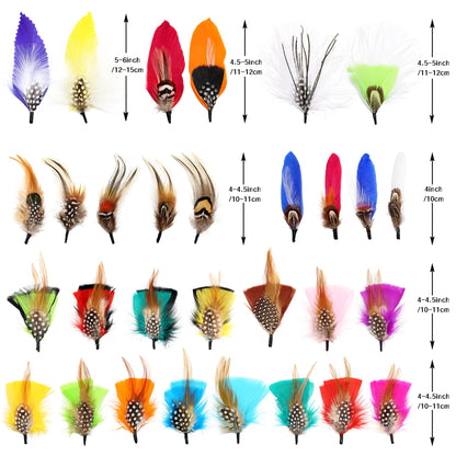 SendyFeather Hat Feathers 30 Styles Natural Assorted Feathers for Fedora Hats Accessories DIY Craft,Western Cowboy Hats,Christmas Party Hats,Oktoberfest Hats