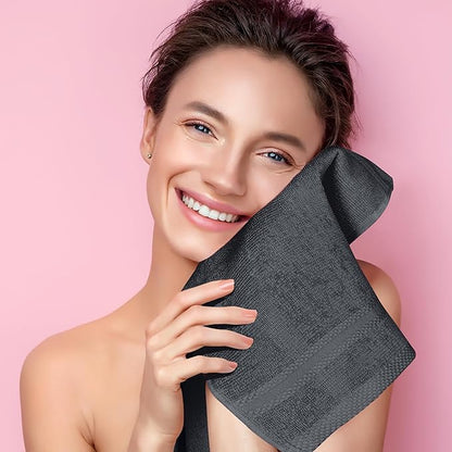 GLAMBURG Ultra Soft 12-Piece Washcloths Set 13x13-100% Ringspun Cotton