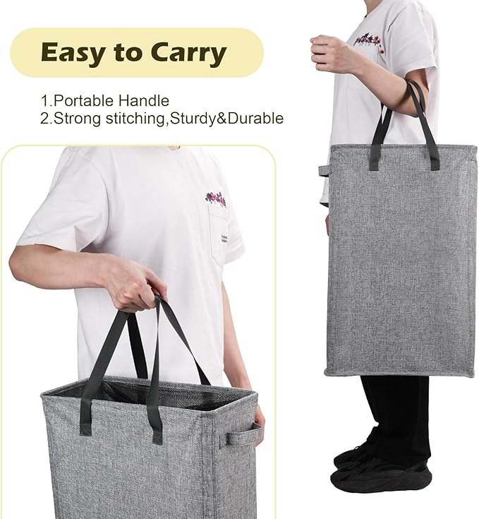 Odonata Slim Laundry Hamper Handles Collapsible Laundry Basket Thin Dirty