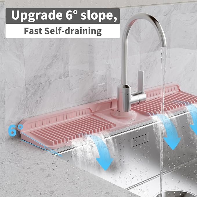 WAFT YEARN 24X5 Inch Silicone Durable Faucet Mat Kitchen Sink Splash Guard