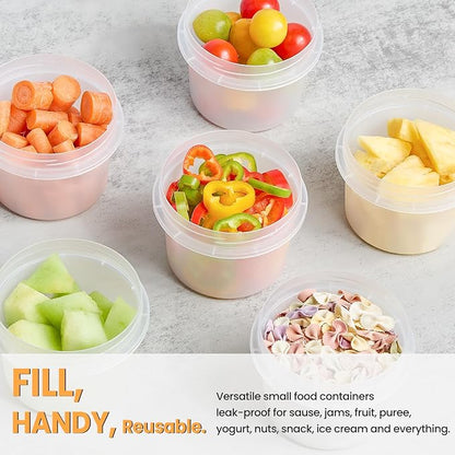 TUZAZO 12 Pack - 12 Oz Food Storage Containers with Screw Lids, Airtight Plastic Small Freezer Storage Container for Ice Cream, Overnight Oats, Snack, Soup, Portion and Meal Prep Container