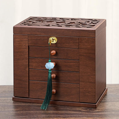 Artisticbox wooden Jewelry Box and Organizer - 8-Layer Lockable Wooden Jewelry Boxes for Women - Large Jewelry Boxes and Organizer with Key,Gift for Wife,dresser top jewelry box with lock