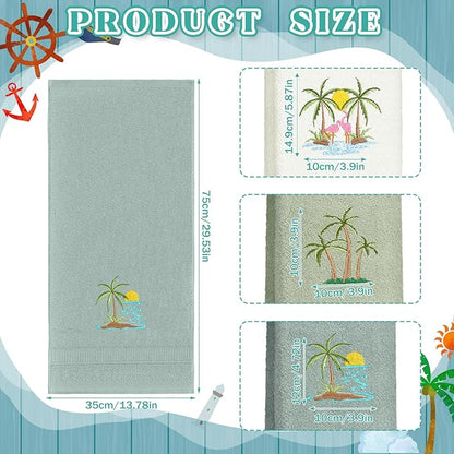 3 Pack Summer Palm Tree Hand Towels