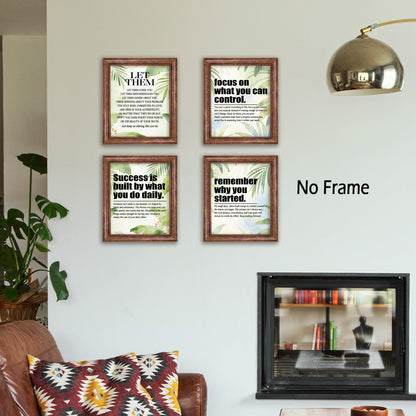 KSDUT Inspirational Wall Art Decor Set of 4 - Motivational Positive Quote Artwork Poster Prints Office Wall Decor Green Leaf Picture Wall Art for Home Workplace Bedroom Decorations - 8"x10" Unframed