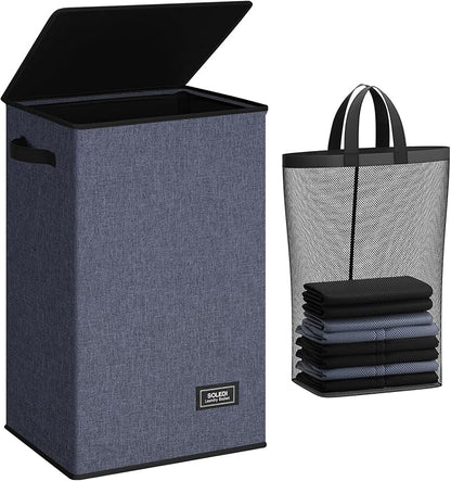 SOLEDI Laundry Hamper with Lid 90L Large & Tall Collapsible Laundry Basket
