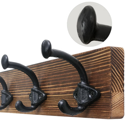 WEBI Rustic Coat Rack Wall Mount,30" Long 7 Cast Iron Coat Hooks Wall Mounted,Heavy Duty Farmhouse Wood Coat Hanger Wall Antique Vintage Hooks for Hanging Jacket,Clothes,Backpack,Brown