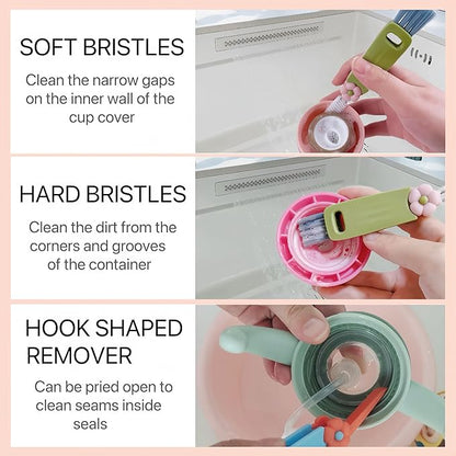 3 in 1 Cup Lid Cleaning Brush, Water Bottle Cleaner Brush, Portable Cup Lid Gap