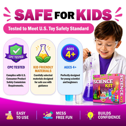 Jim&Gloria Science Kits for Kids Age 5-7 8-12 Year Old Birthday Gifts for Girls, Craft Supplies, Learning & Educational Toys, Stem Toys, Chemistry Set, Science Experiments for Kids Volcano Projects
