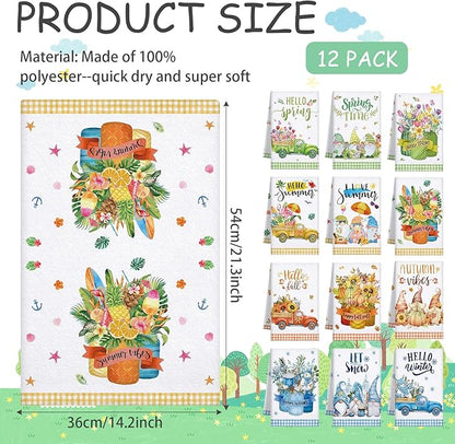 12 Pcs Seasonal Kitchen Towels Set