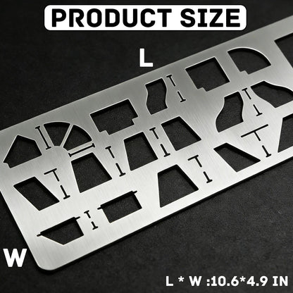 Hxszk Metal Duct Fitting Template Reusable Templates for Drawing Duct Fittings, 1.7mm Professional Stainless Steel Pipe Saddle & Drafting Stencil | Matte Finish, Heavy-Duty for HVAC, Plumbing & Sheet