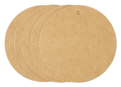 CleverDelights 3" Round Kraft Gift Tags - 100 Pack - Round Circle Paper Hang Tag 3 Inch