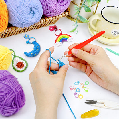 INSCRAFT Crochet Yarn Kit for Beginners Adults, Includes 1650 Yards 30 Colors Acrylic Skeins, User Manual, Hooks, Wine Bag etc, Make Amigurumi & Projects, Starter Set Professionals
